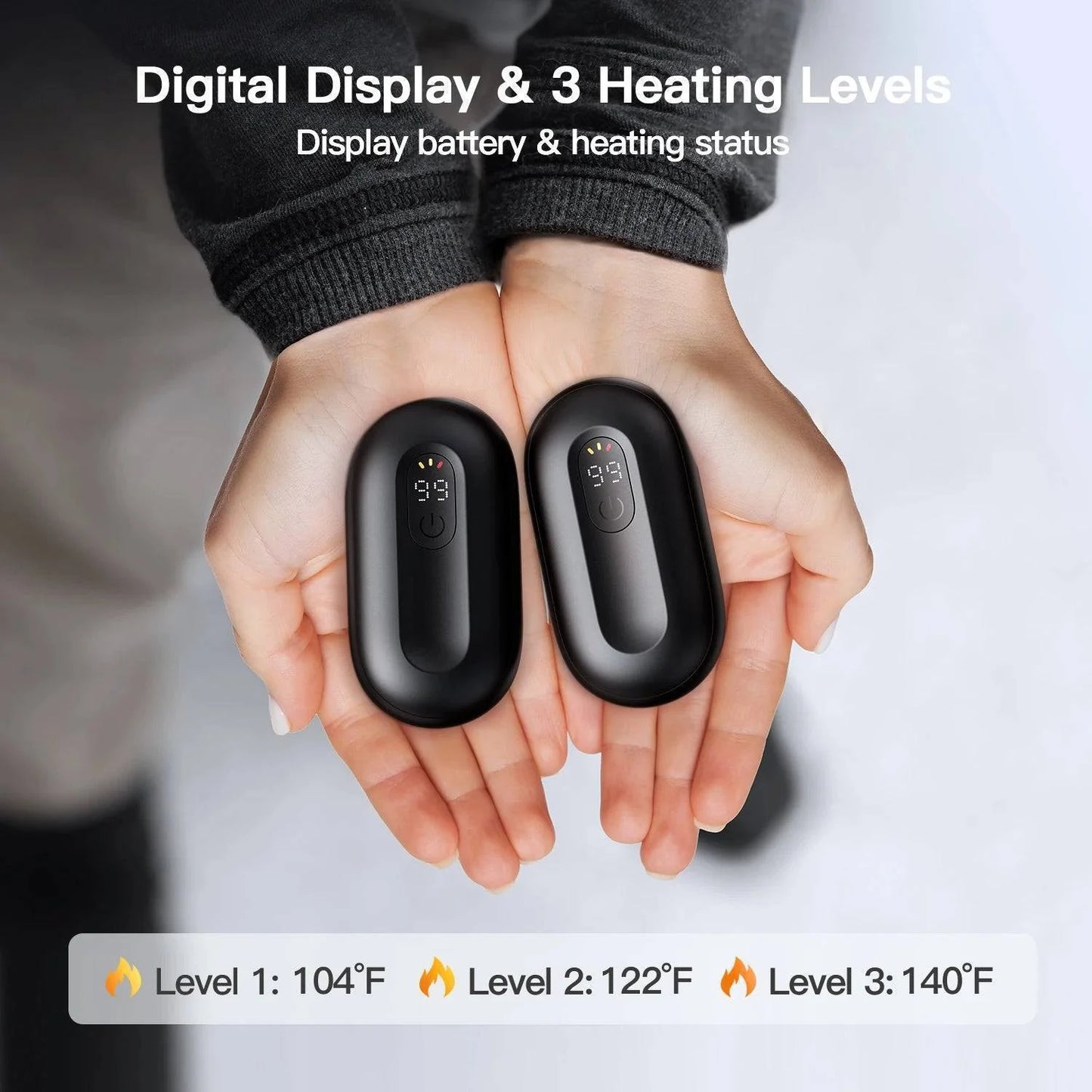 2-in-1 Rechargeable Magnetic Hand Warmers Portable Heater 2 Pack