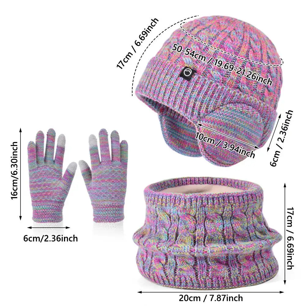 Kids Winter Hat Scarf Gloves Set Ear Warmer Neck Warmer Set