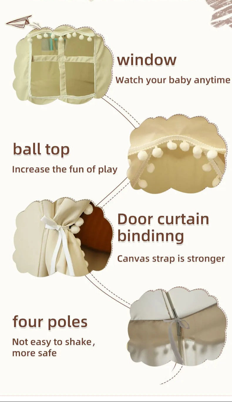 Round Plush Play Tent for Children Indoor Outdoor