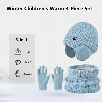 Kids Winter Hat Scarf Gloves Set Ear Warmer Neck Warmer Set