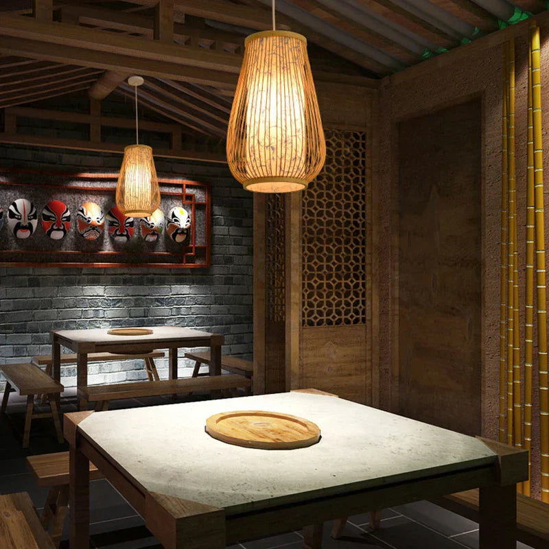 Elegant Bamboo Pendant Light for Tea Rooms and Cozy Spaces