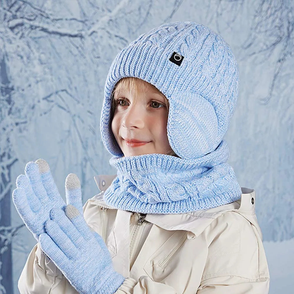 Kids Winter Hat Scarf Gloves Set Ear Warmer Neck Warmer Set