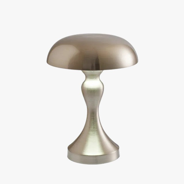 Gold Mushroom Table Lamp with Metal Base for Interior Decor