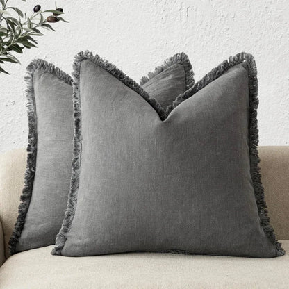 Cushion Covers Nordic Frill Cotton Linen Square 5 Pack