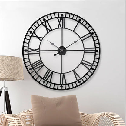 Metal Wall Clock Classic Style for Home Office Decor Elegant Design