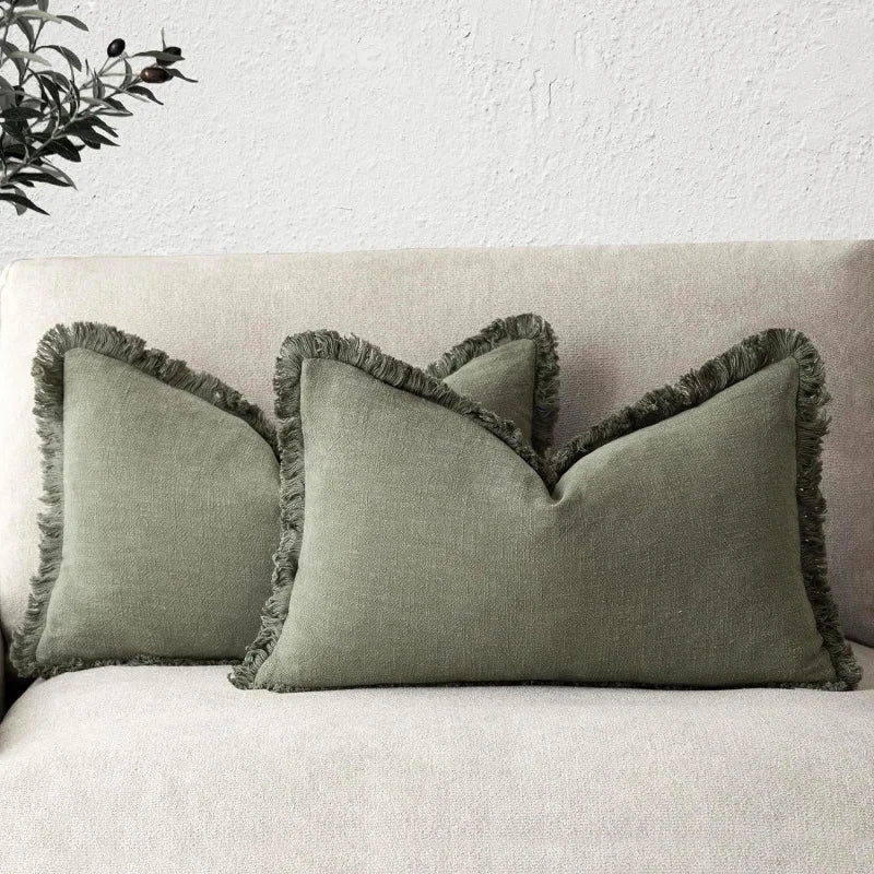 Cushion Covers Nordic Frill Cotton Linen Square 5 Pack