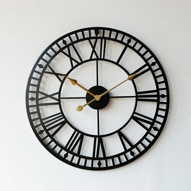 Metal Wall Clock Classic Style for Home Office Decor Elegant Design