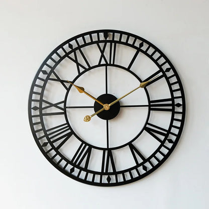Metal Wall Clock Classic Style for Home Office Decor Elegant Design