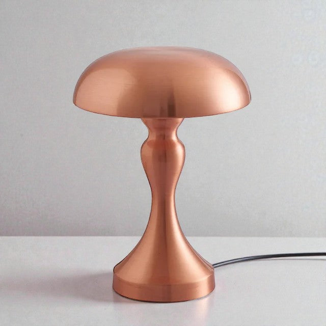 Gold Mushroom Table Lamp with Metal Base for Interior Decor
