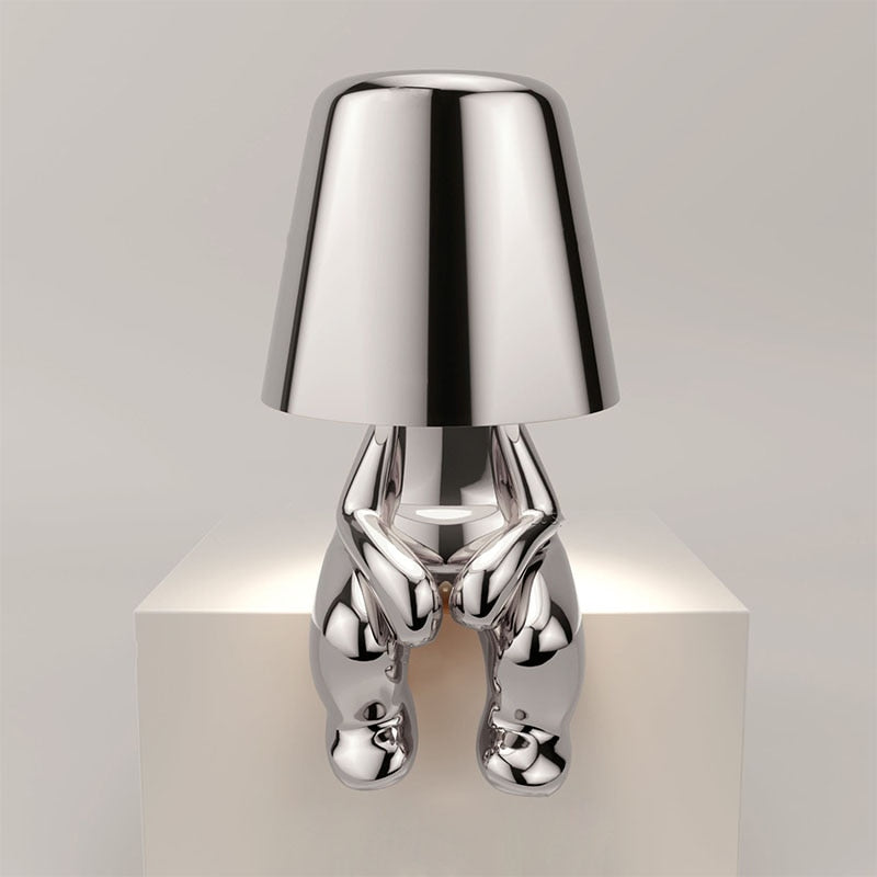 Figurine Table Lamp with Metallic Finish for Interior Decor