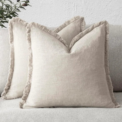Cushion Covers Nordic Frill Cotton Linen Square 5 Pack