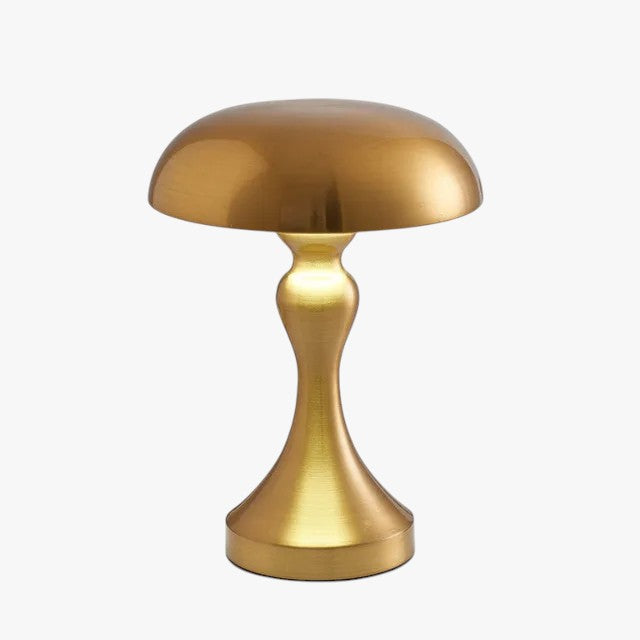 Gold Mushroom Table Lamp with Metal Base for Interior Decor