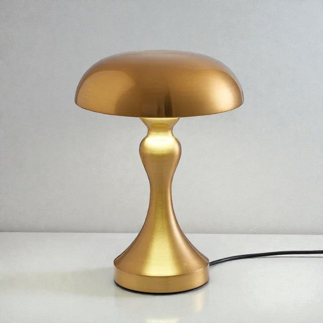 Gold Mushroom Table Lamp with Metal Base for Interior Decor