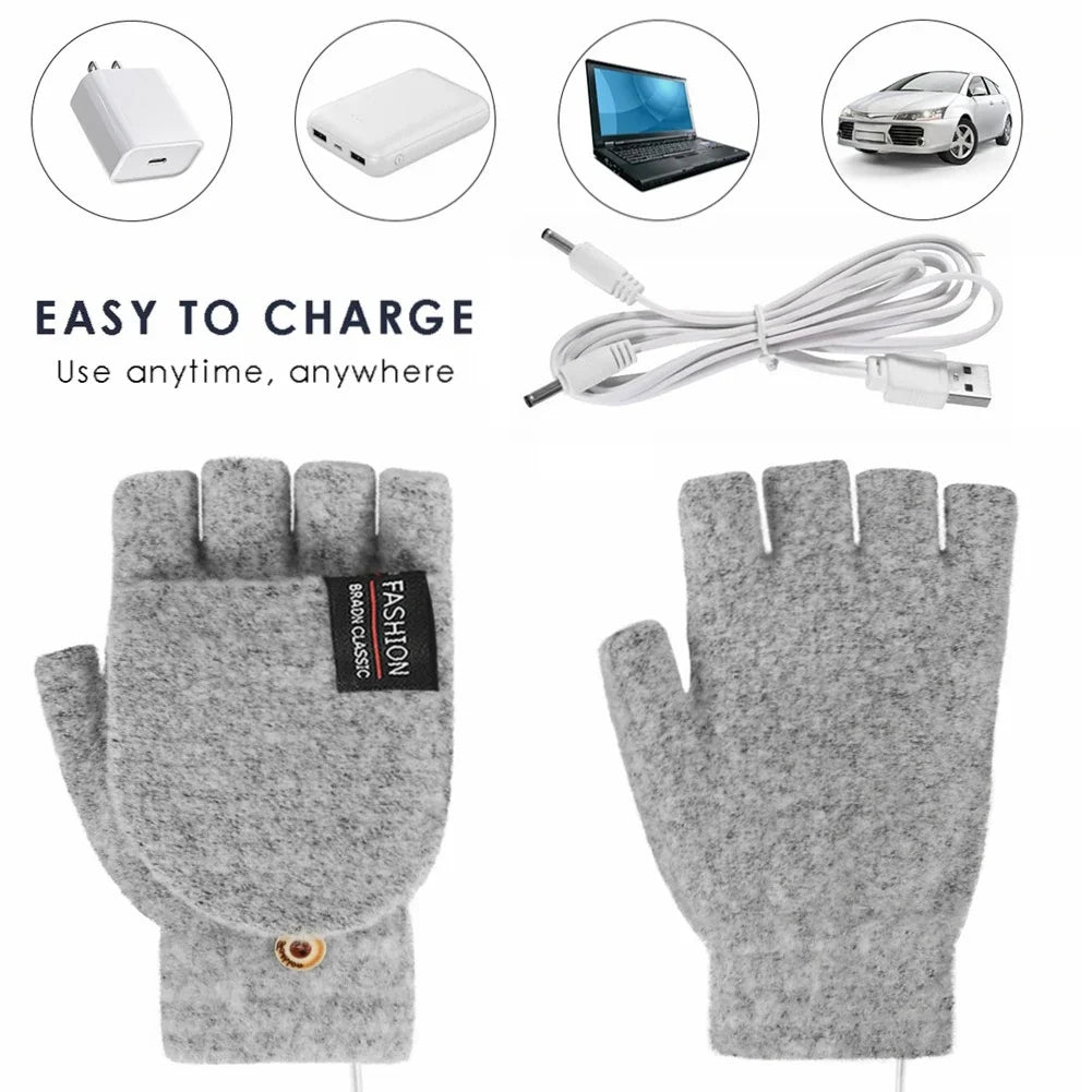 USB Heated Gloves Winter Hand Warmers