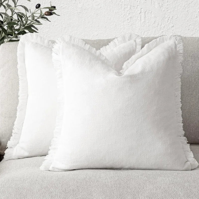Cushion Covers Nordic Frill Cotton Linen Square 5 Pack