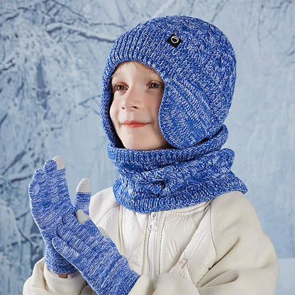 Kids Winter Hat Scarf Gloves Set Ear Warmer Neck Warmer Set