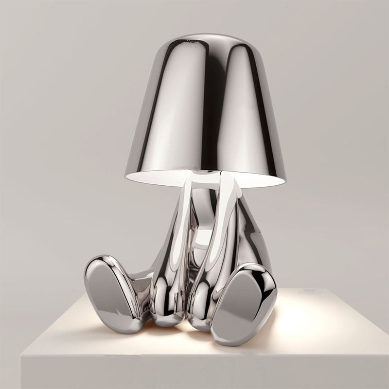 Figurine Table Lamp with Metallic Finish for Interior Decor