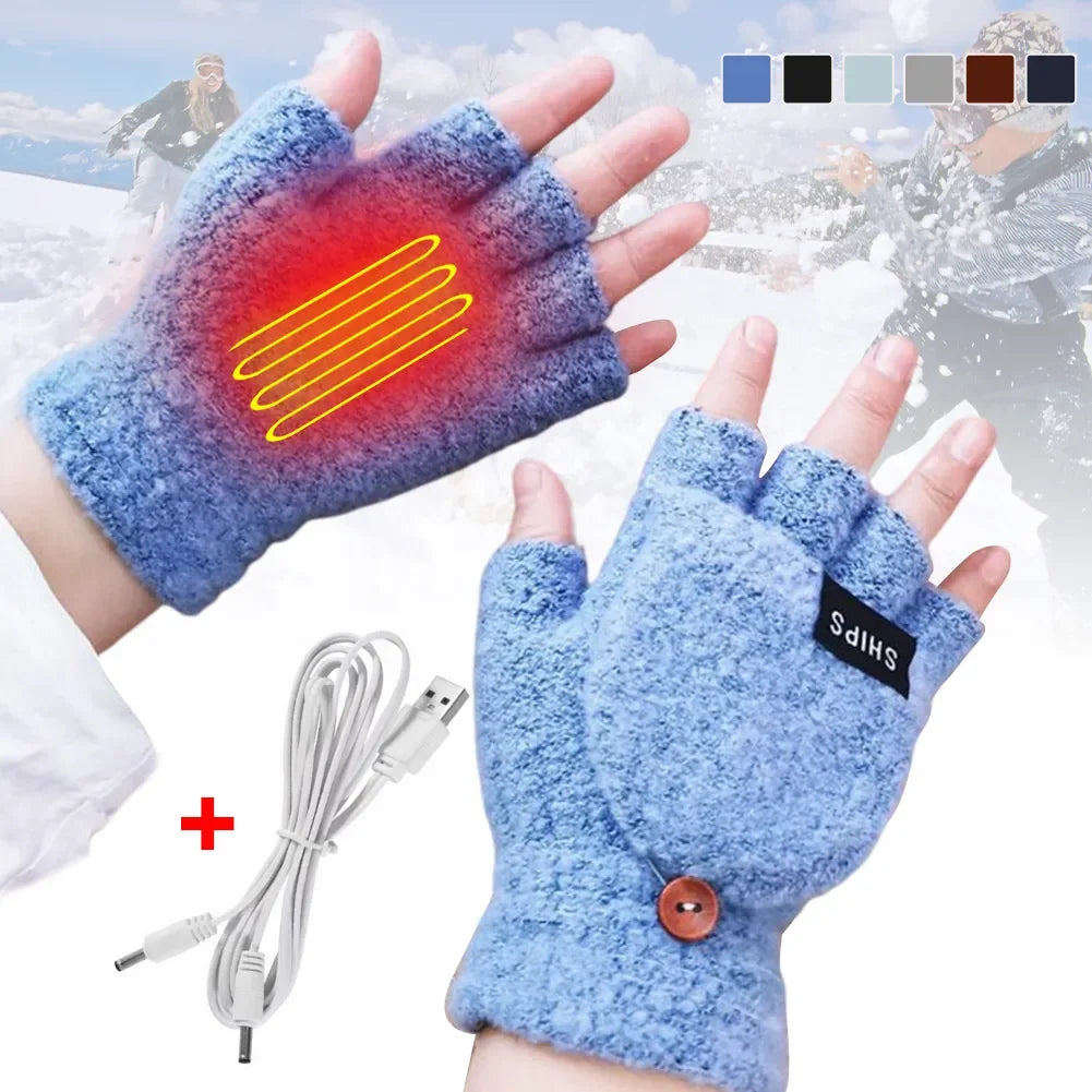 USB Heated Gloves Winter Hand Warmers
