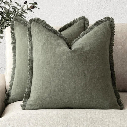 Cushion Covers Nordic Frill Cotton Linen Square 5 Pack