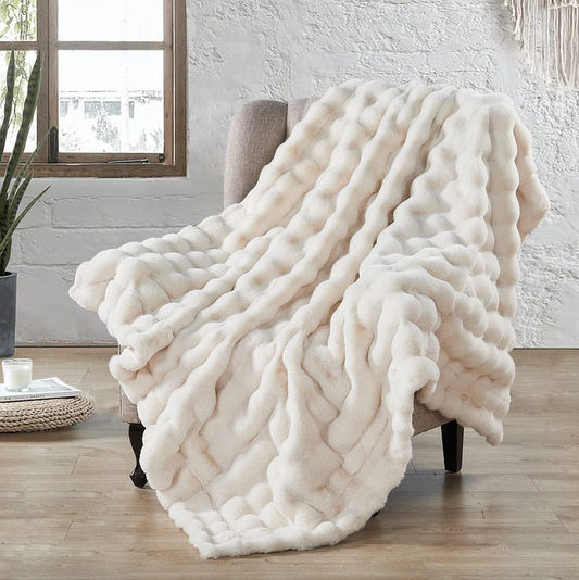 Faux Fur Wave Throw Blanket