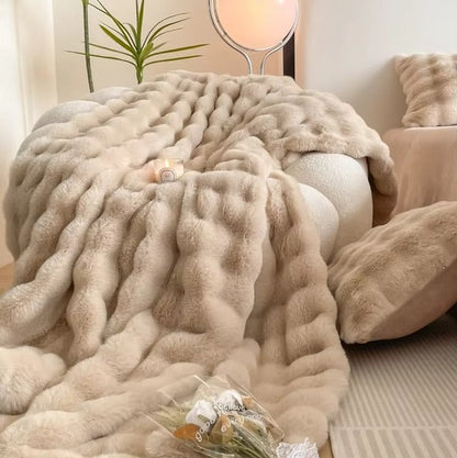 Faux Fur Wave Throw Blanket