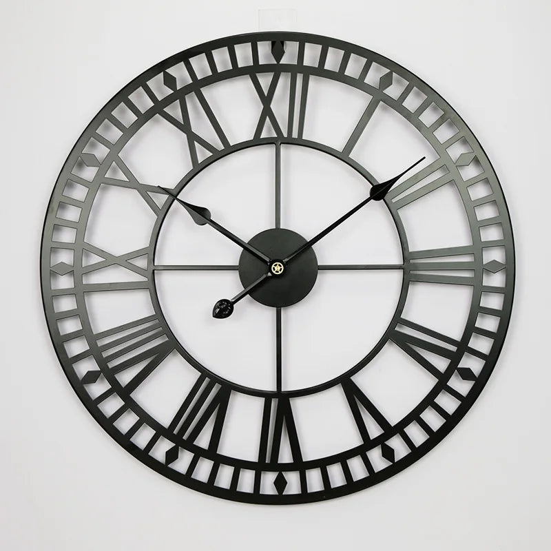 Metal Wall Clock Classic Style for Home Office Decor Elegant Design