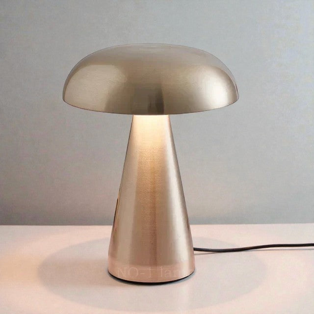 Gold Mushroom Table Lamp with Metal Base for Interior Decor