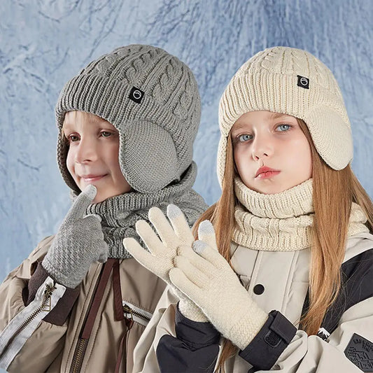 Kids Winter Hat Scarf Gloves Set Ear Warmer Neck Warmer Set