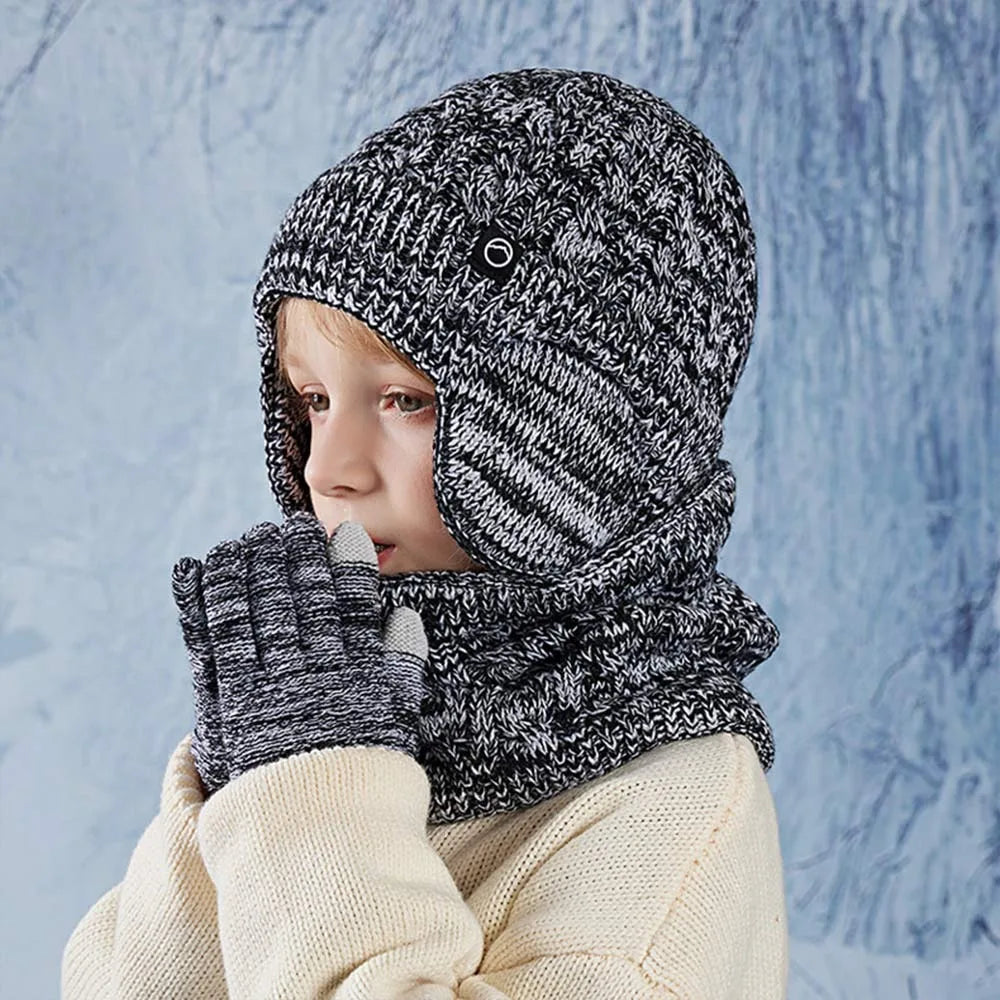Kids Winter Hat Scarf Gloves Set Ear Warmer Neck Warmer Set