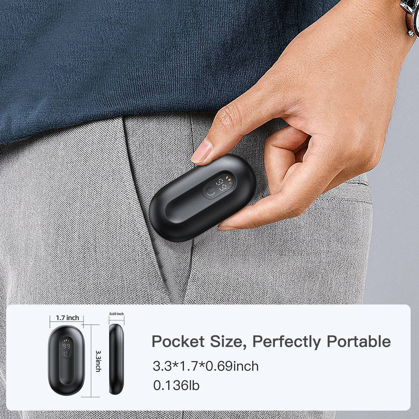 2-in-1 Rechargeable Magnetic Hand Warmers Portable Heater 2 Pack