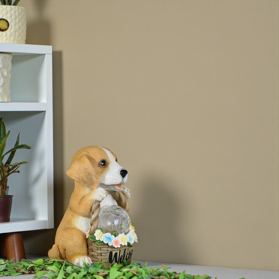 Solar Dog Garden Light with LED Globe for Outdoor Decor