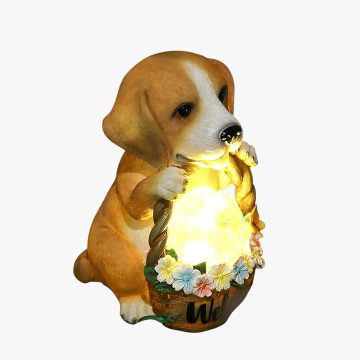 Solar Dog Garden Light with LED Globe for Outdoor Decor