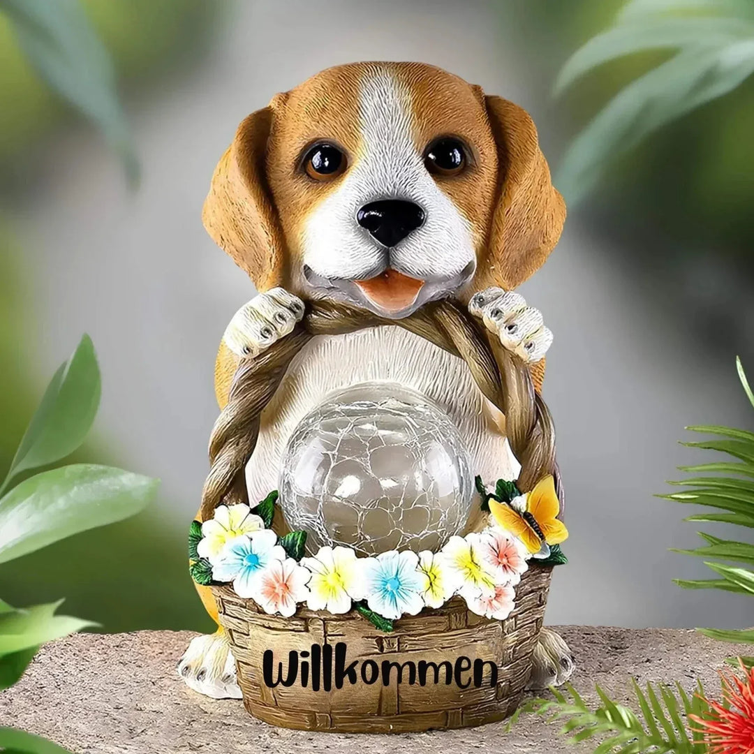 Solar Dog Garden Light with LED Globe for Outdoor Decor