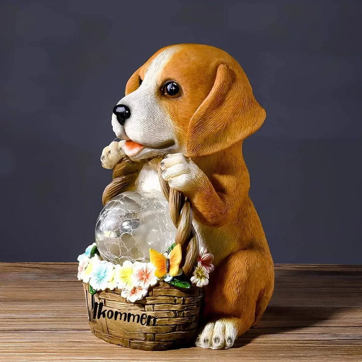 Solar Dog Garden Light with LED Globe for Outdoor Decor