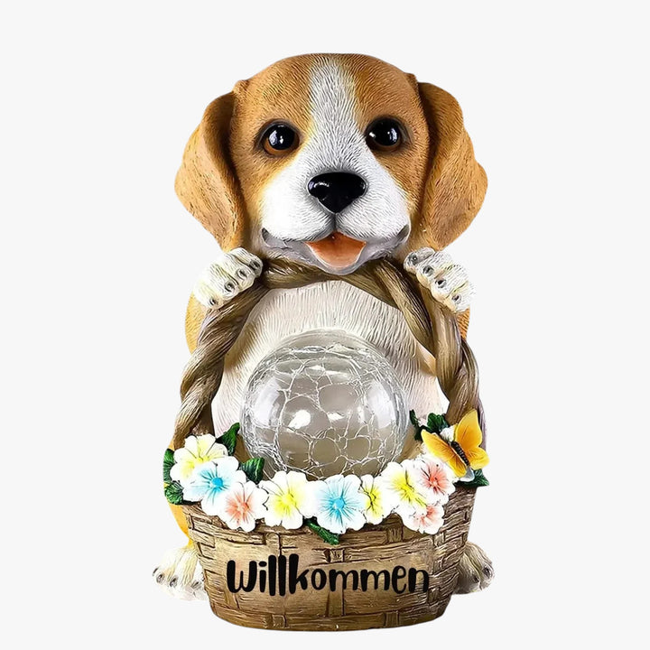 Solar Dog Garden Light with LED Globe for Outdoor Decor