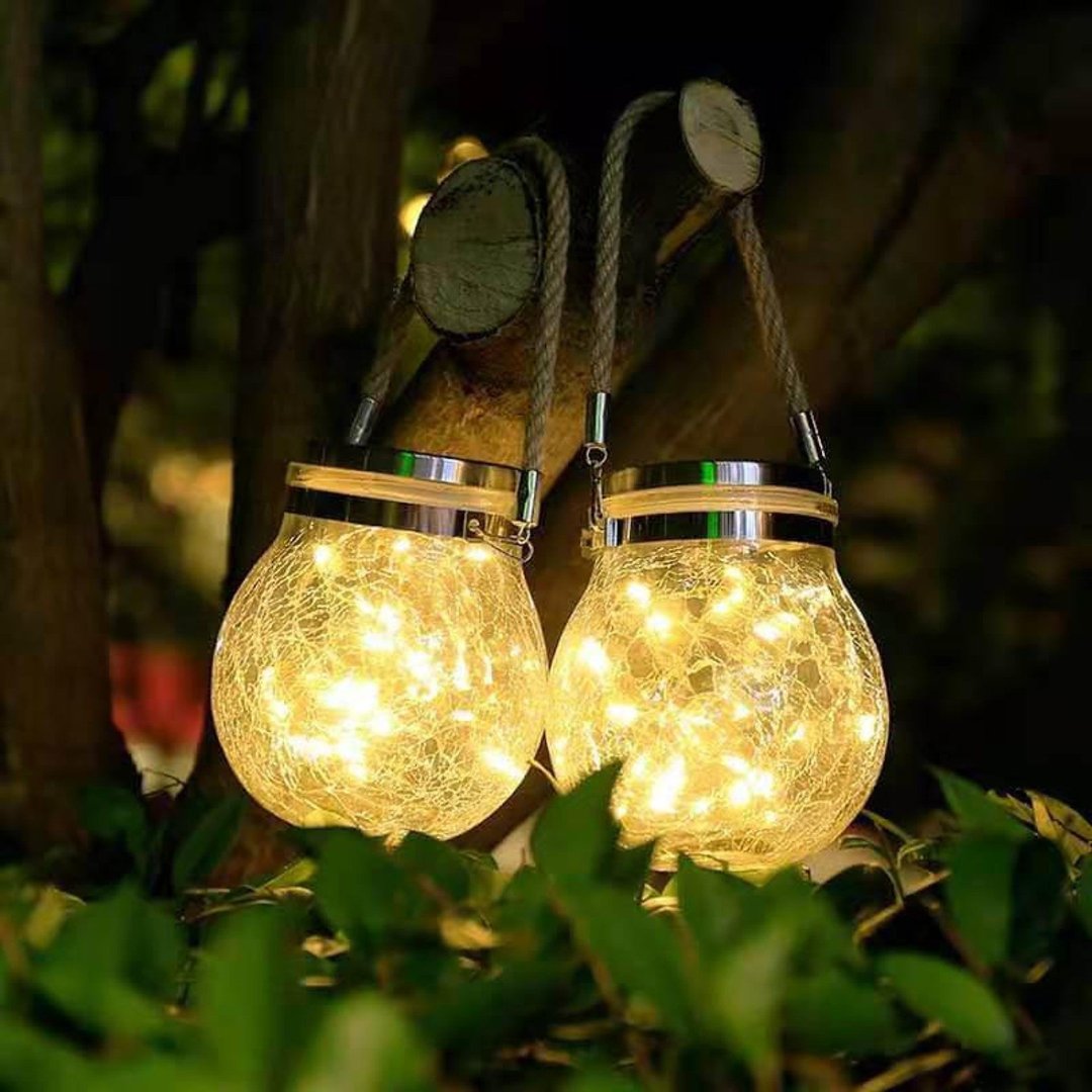 Solar Glass Jar Light with Warm LED Light