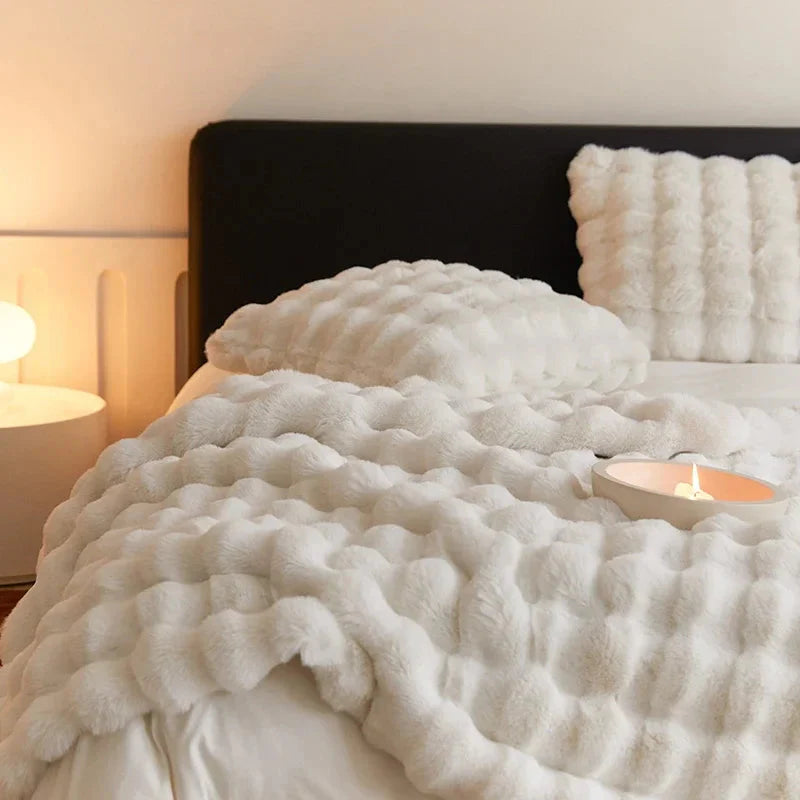 Faux Fur Wave Throw Blanket