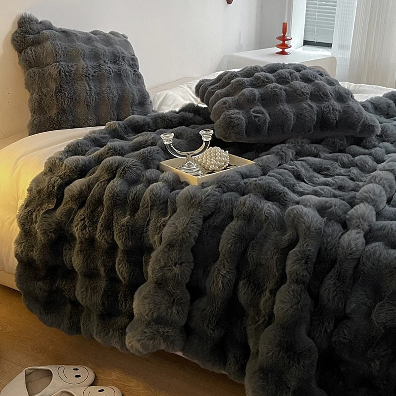 Faux Fur Wave Throw Blanket
