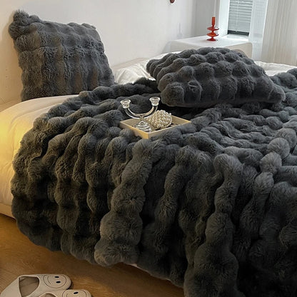 Faux Fur Wave Throw Blanket