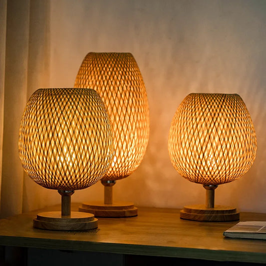 Vintage Bamboo Table Lamp for Home Decor and Office Lighting