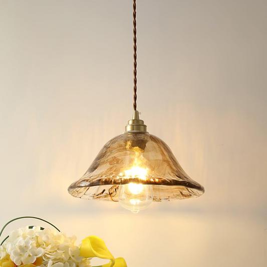 Brown Pendant Light for Home Decor | Softly Glimmering Glass Design