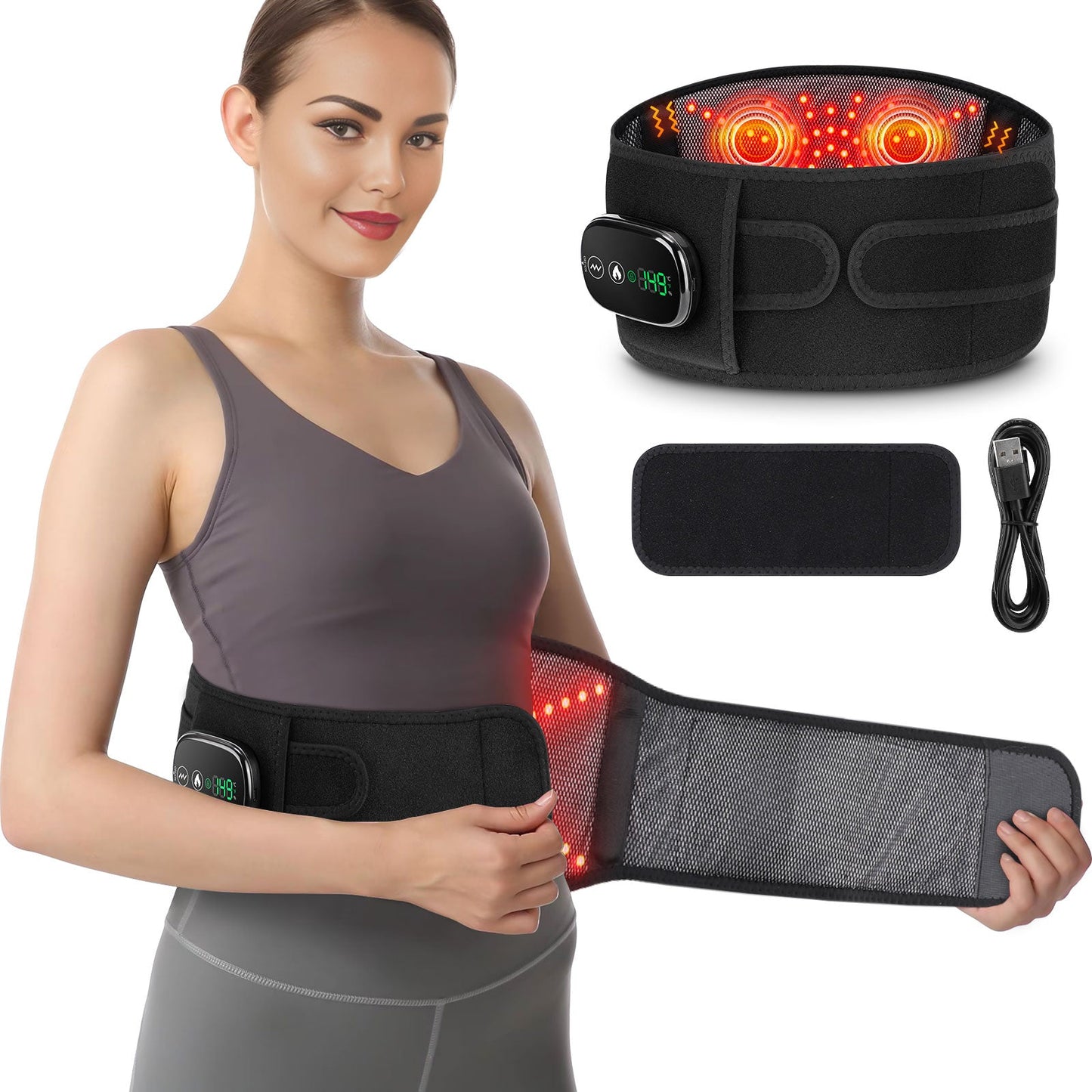 LED Back Massager with Red Light Therapy and Heat