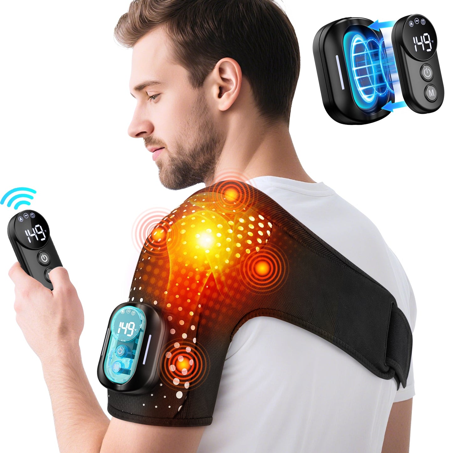 Heating Vibration Shoulder Wrap Pad Remote Control