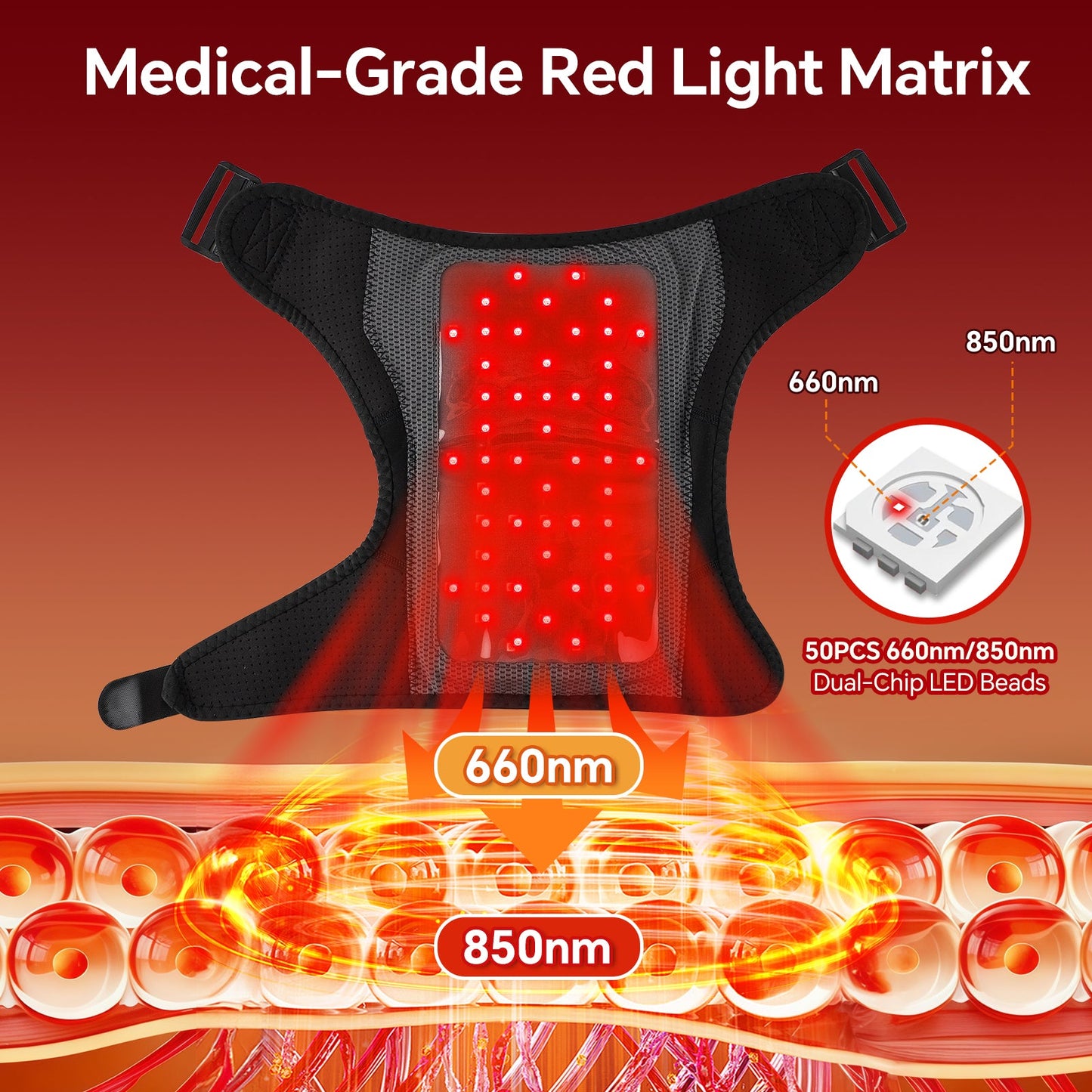 Red Light Therapy Shoulder Massager 660nm 850nm