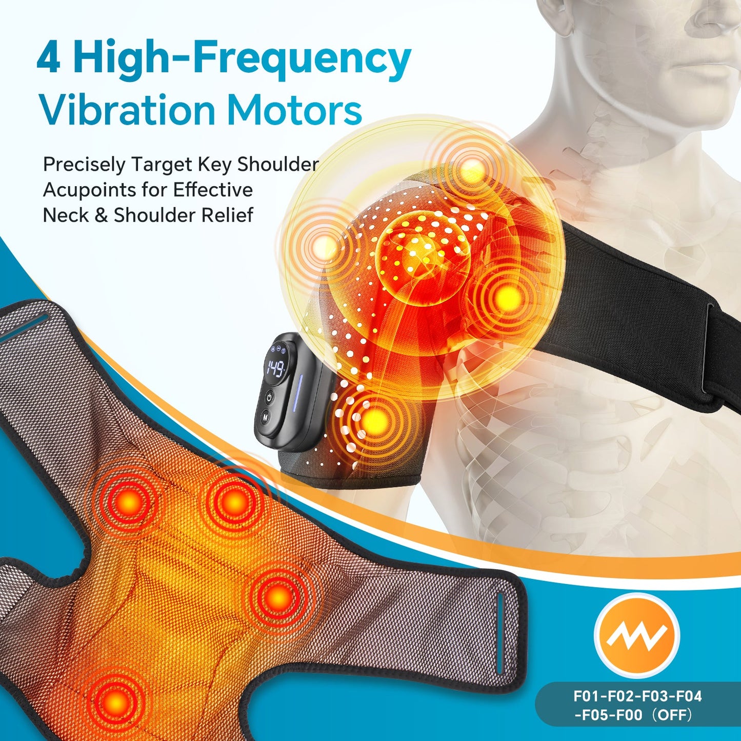 Heating Vibration Shoulder Wrap Pad Remote Control