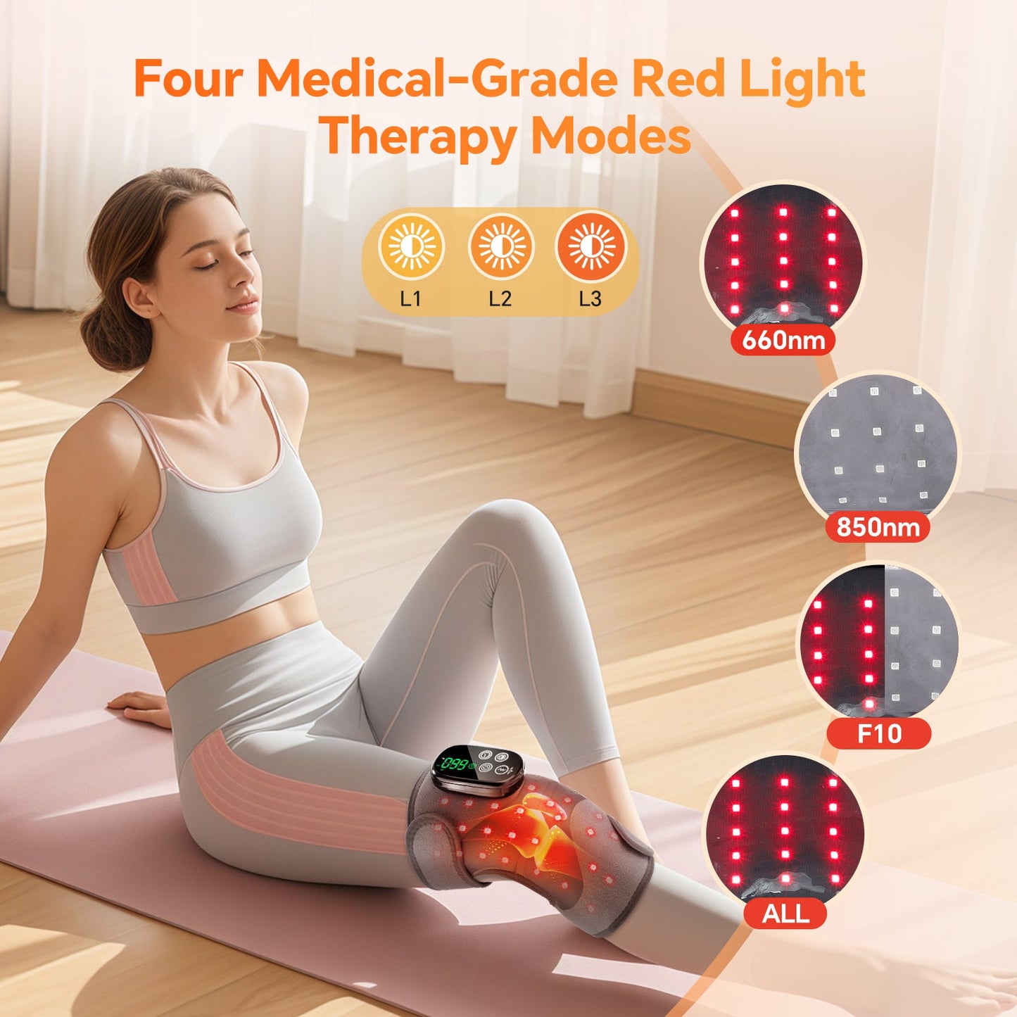 Red Light Therapy LED Knee Wrap with Vibration Motors
