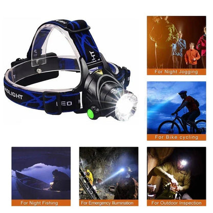 Rechargeable Waterproof LED Head Torch with Zoom Function