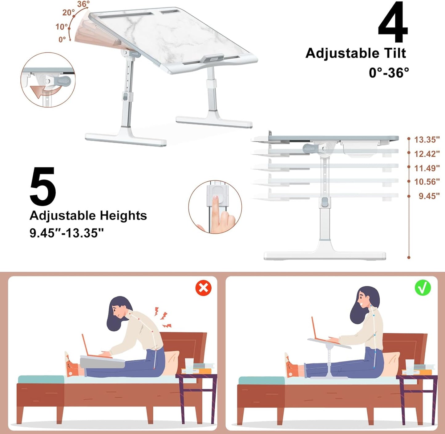 Adjustable Laptop Stand for Bed and Desk