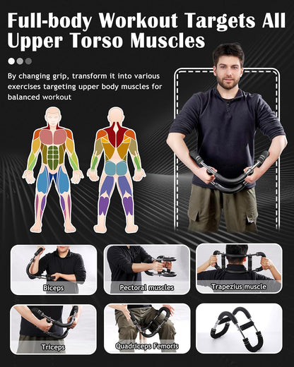 Arm Exerciser Adjustable Spring Bar – Forearm Triceps Chest Strength Training Equipment