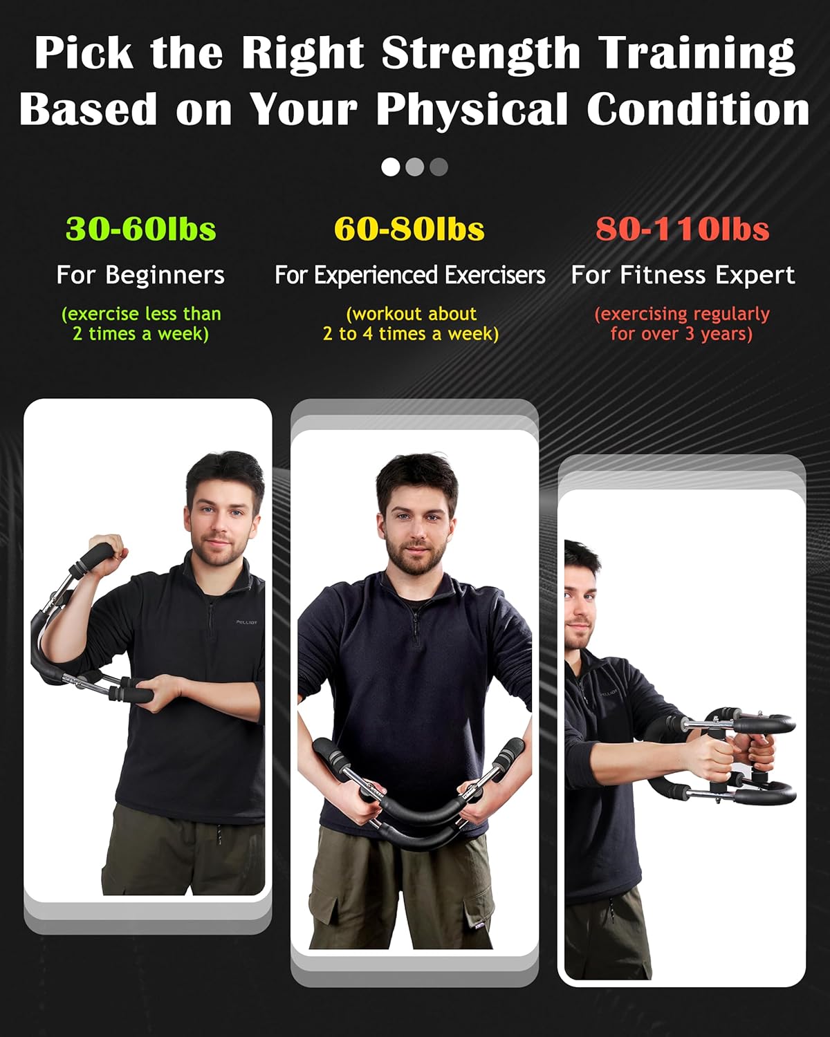 Arm Exerciser Adjustable Spring Bar – Forearm Triceps Chest Strength Training Equipment